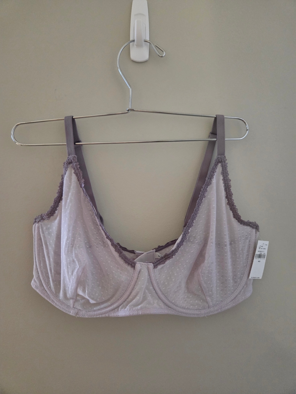 Light Lavender Underwire Bra with Lace Trim - Women Intimates